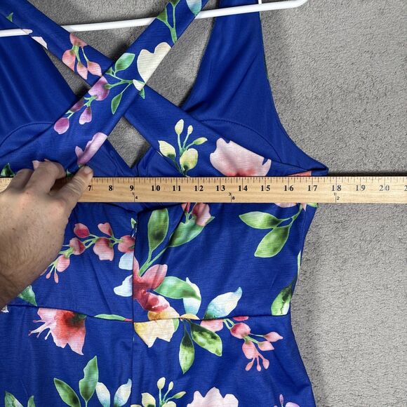 Guess Women’s Size 12 Tulip Cocktail Mini Dress Blue Flowers Knee Length Wedding - Picture 10 of 16